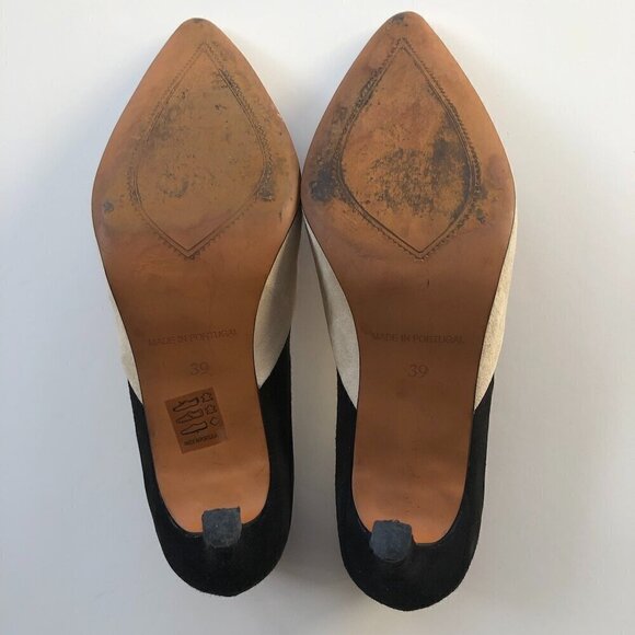 INWEAR Shoes Ivory/Cream & Black 3" high heels Upper Suede Leather EU39 US8/8.5 - Picture 10 of 16